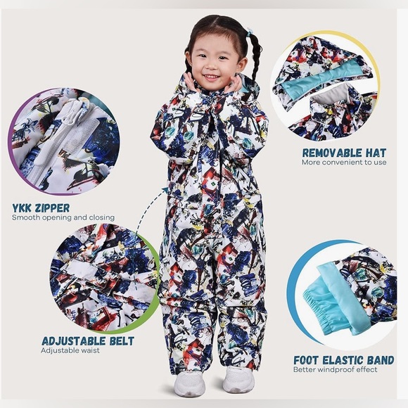 MCTi Kids Snow Suit One Piece Waterproof Ski Snowboard Jumpsuits Overalls Sz 5 T - Picture 13 of 17